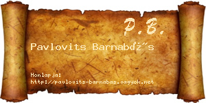 Pavlovits Barnabás névjegykártya